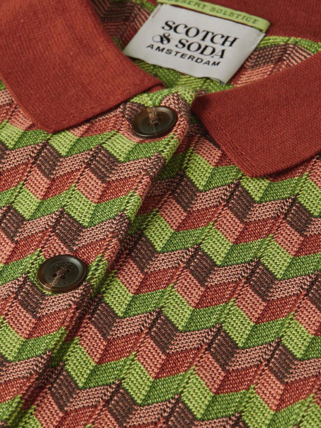 Jacquard Knitted Jacket Burnt Henna U9B01236T