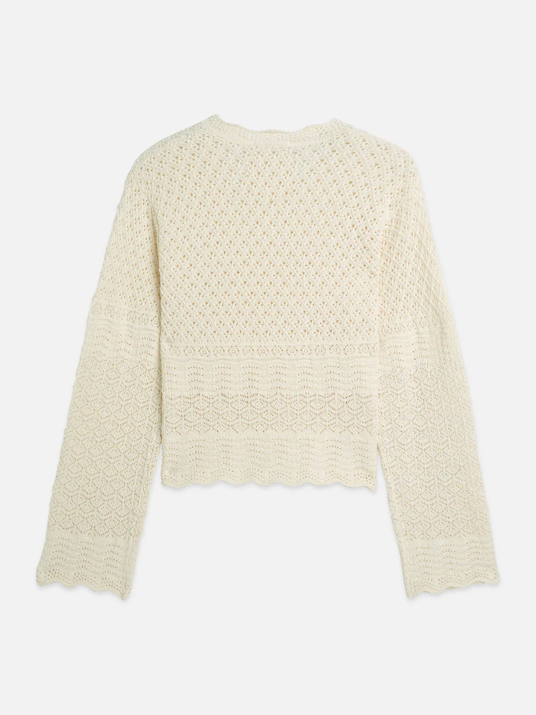 Pointelle Stitch V Neck Pullover Eggnog U9B01241T