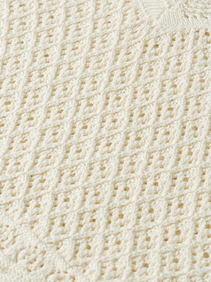 Pointelle Stitch V Neck Pullover Eggnog U9B01241T