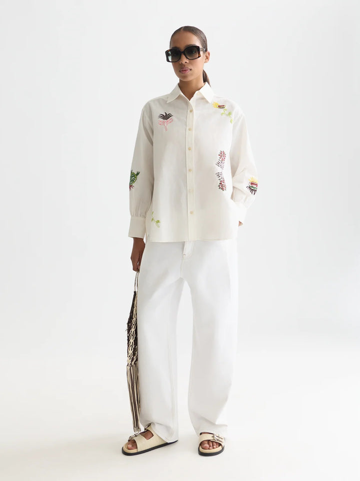Embroidered Girlfriend Shirt Eggnog U9B01331T