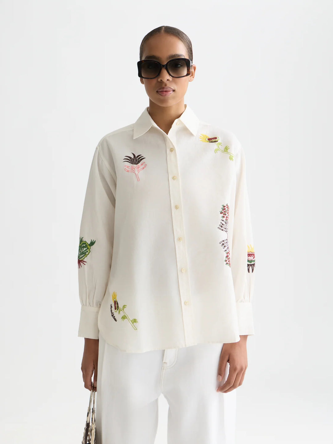 Embroidered Girlfriend Shirt Eggnog U9B01331T