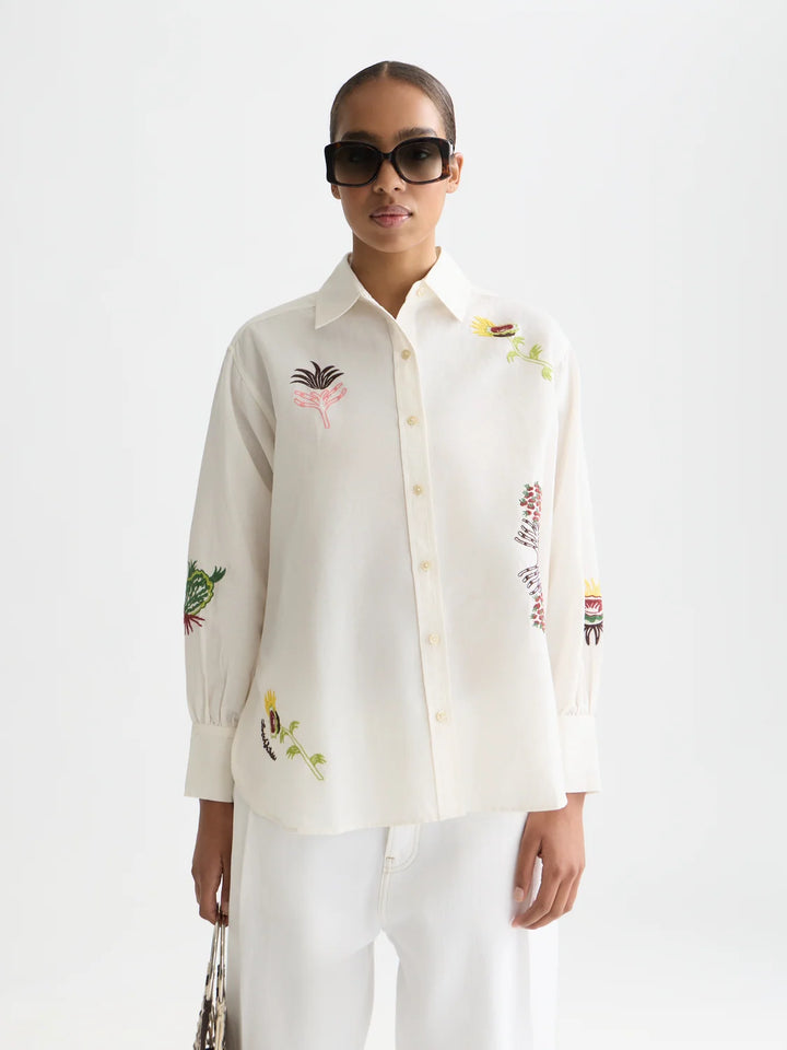 Embroidered Girlfriend Shirt Eggnog U9B01331T
