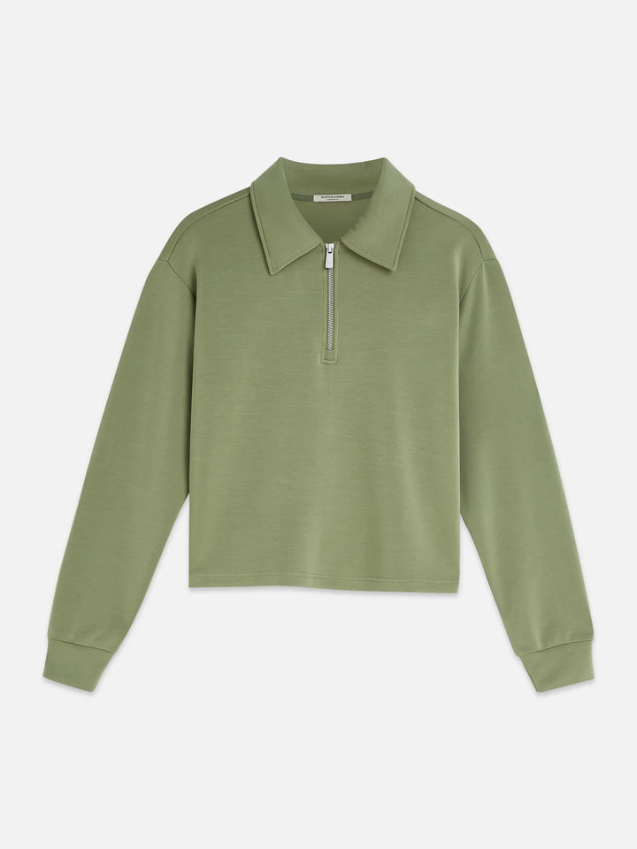 Zip Through Tencel Sweatshirt Oil Green