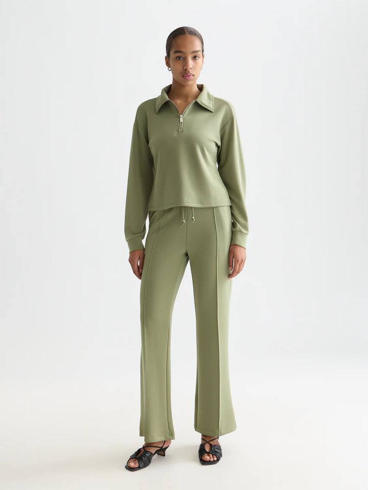 Zip Through Tencel Sweatshirt Oil Green