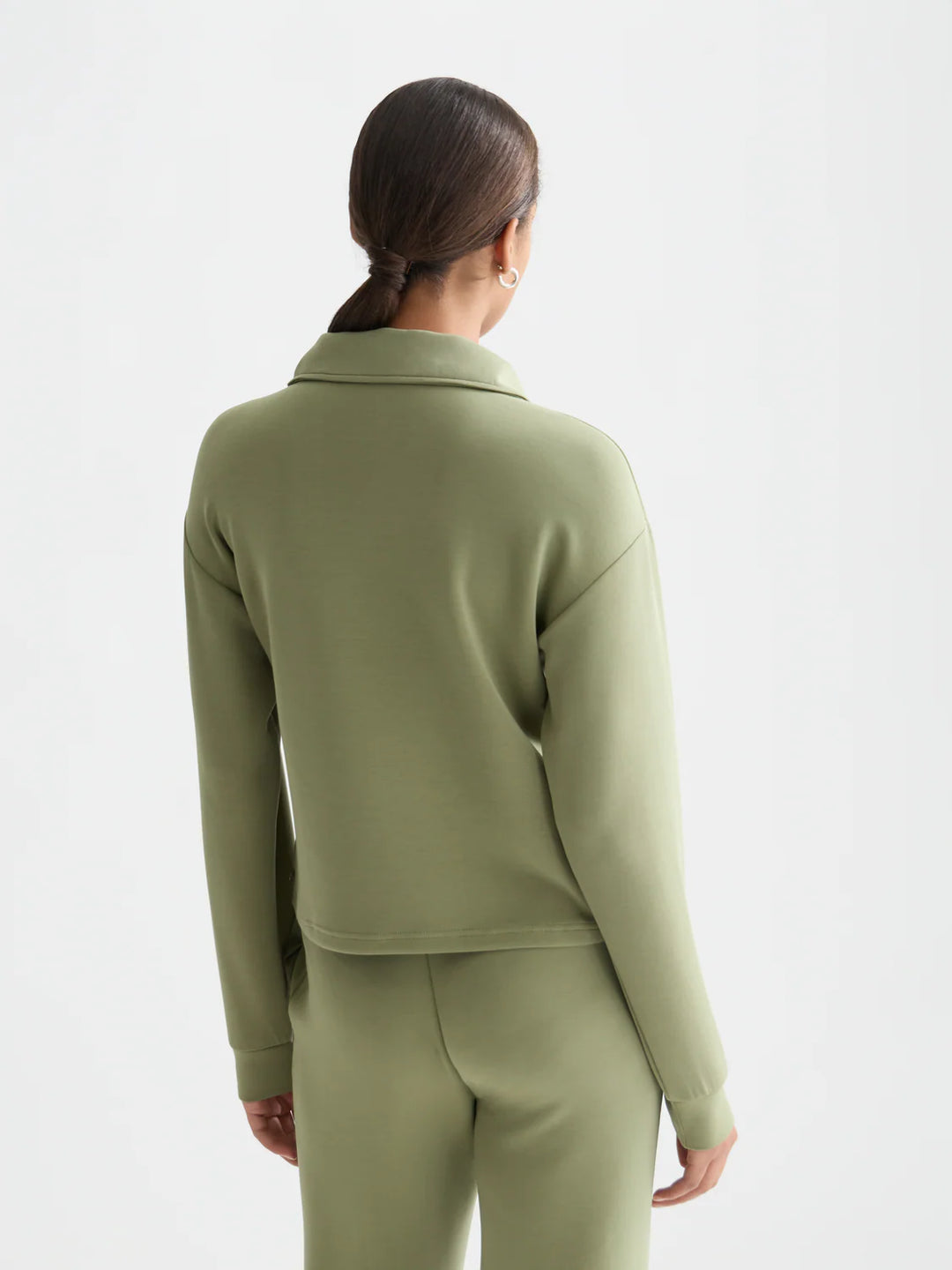 Zip Through Tencel Sweatshirt Oil Green