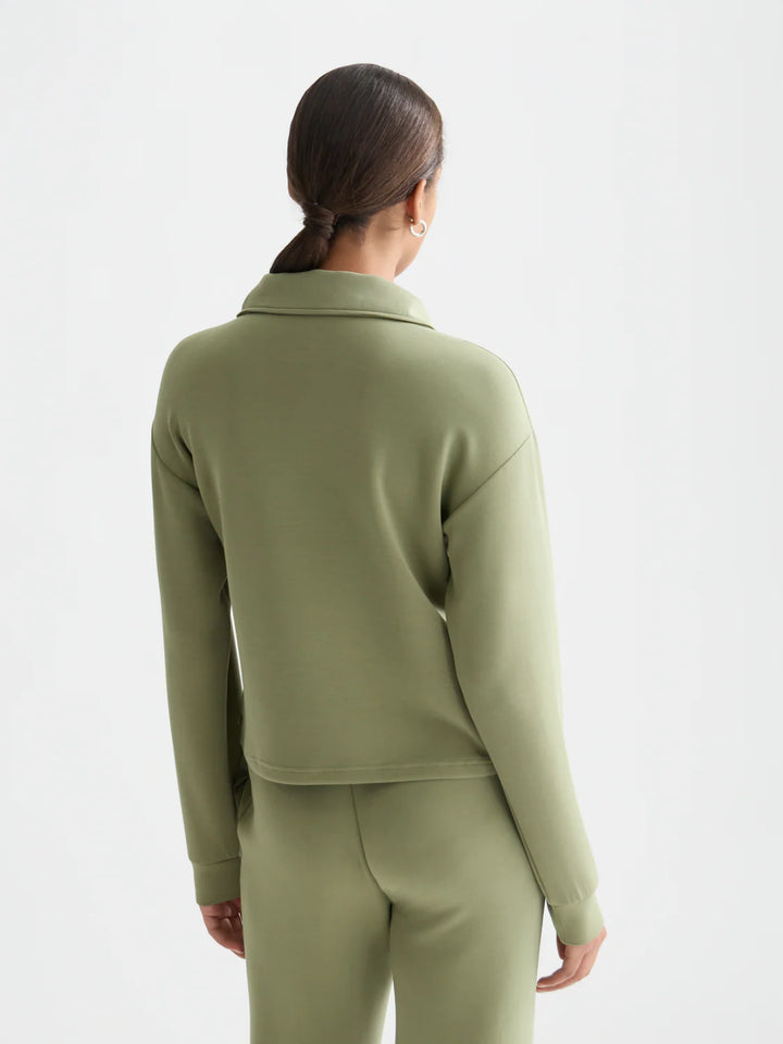 Zip Through Tencel Sweatshirt Oil Green
