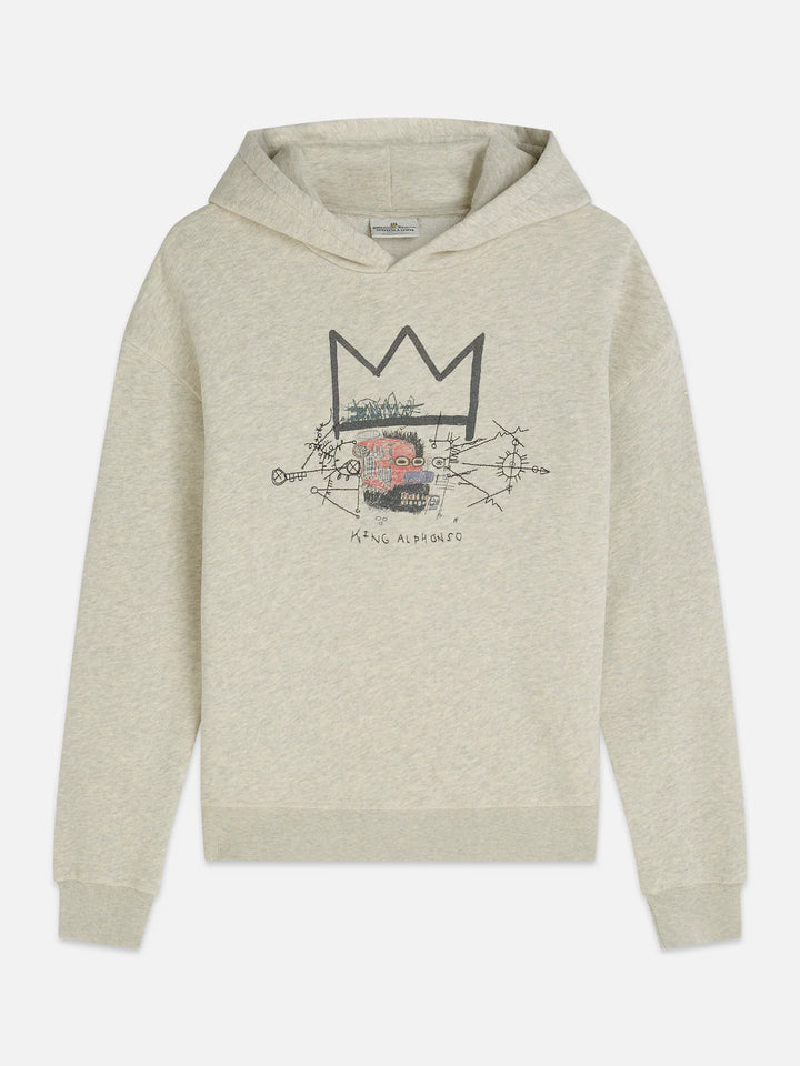 Basquiat Washed Artwork Relaxed-Fit Hoodie Oatmeal Melange
