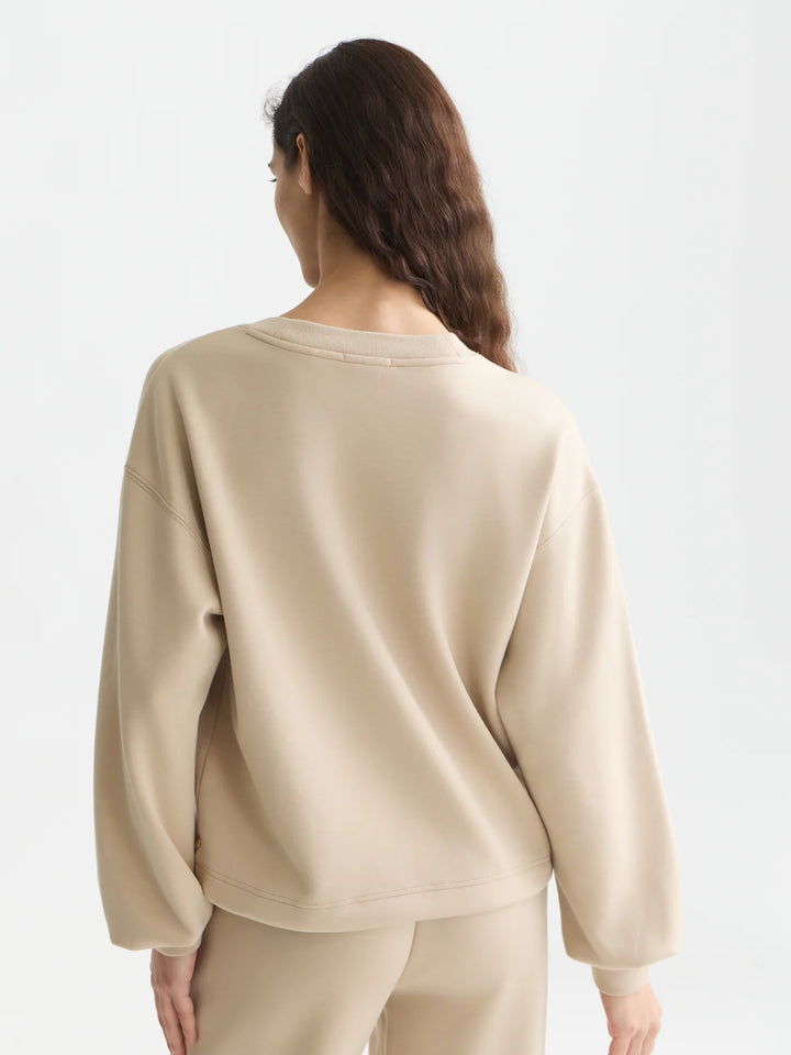 Modal V-Neck Sweatshirt Doeskin
