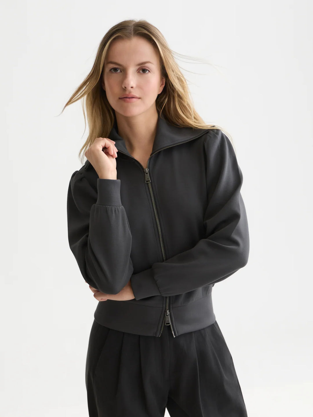 Zipped Modal Cardigan - Stonewash