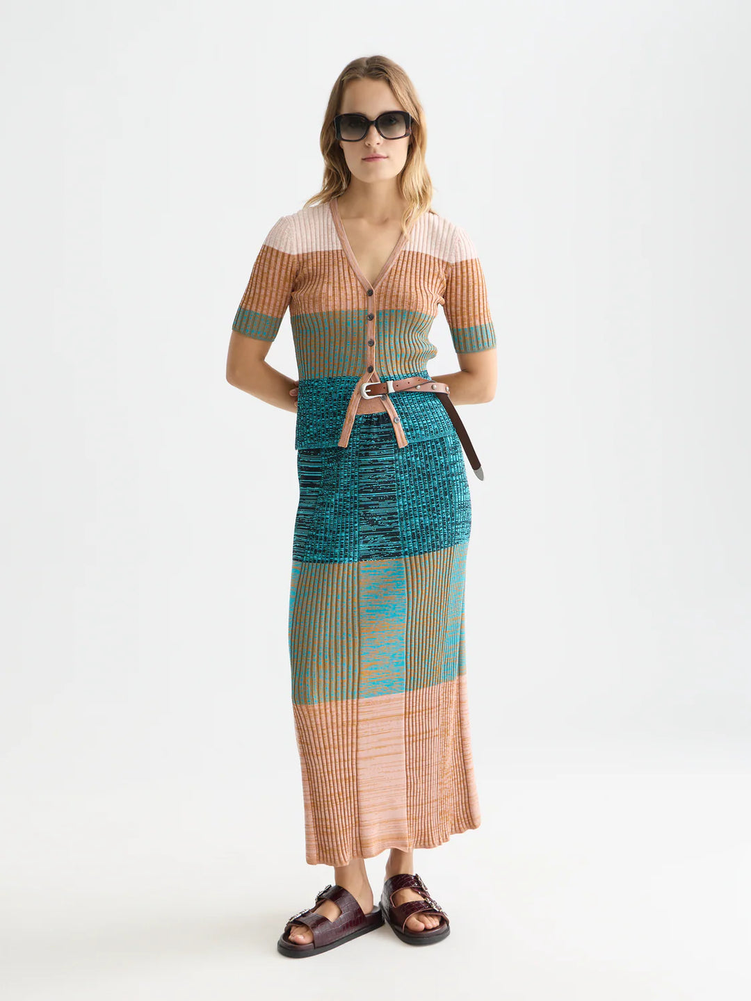 Maxi Ribbed Knitted Skirt Tahitian Teal