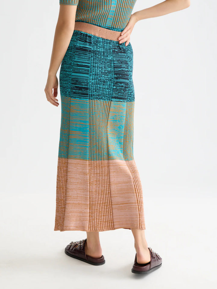 Maxi Ribbed Knitted Skirt Tahitian Teal