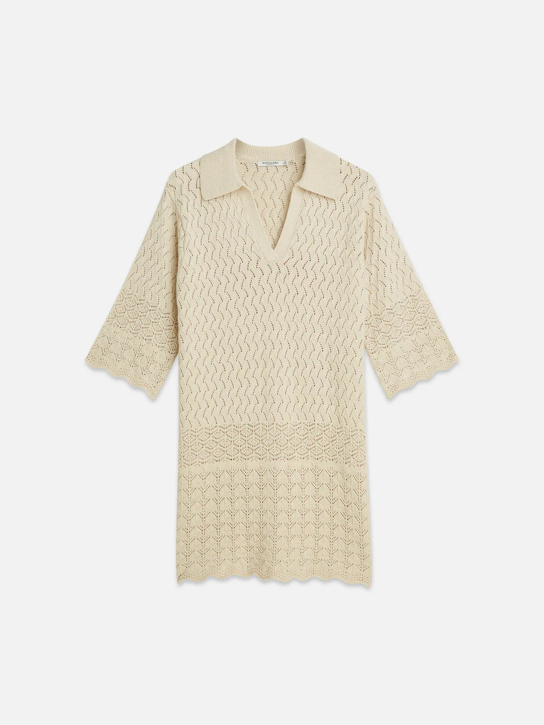 Pointelle Stitch Knitted Short Dress Fog UFU01421T