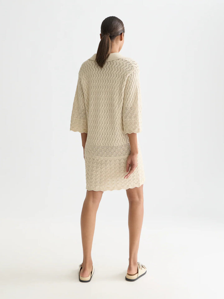 Pointelle Stitch Knitted Short Dress Fog UFU01421T