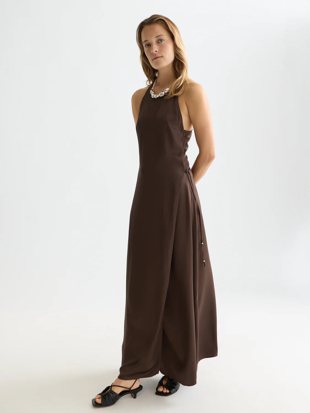 Viscose Maxi Cami Wrap Dress Hot Fudge UFU01445T