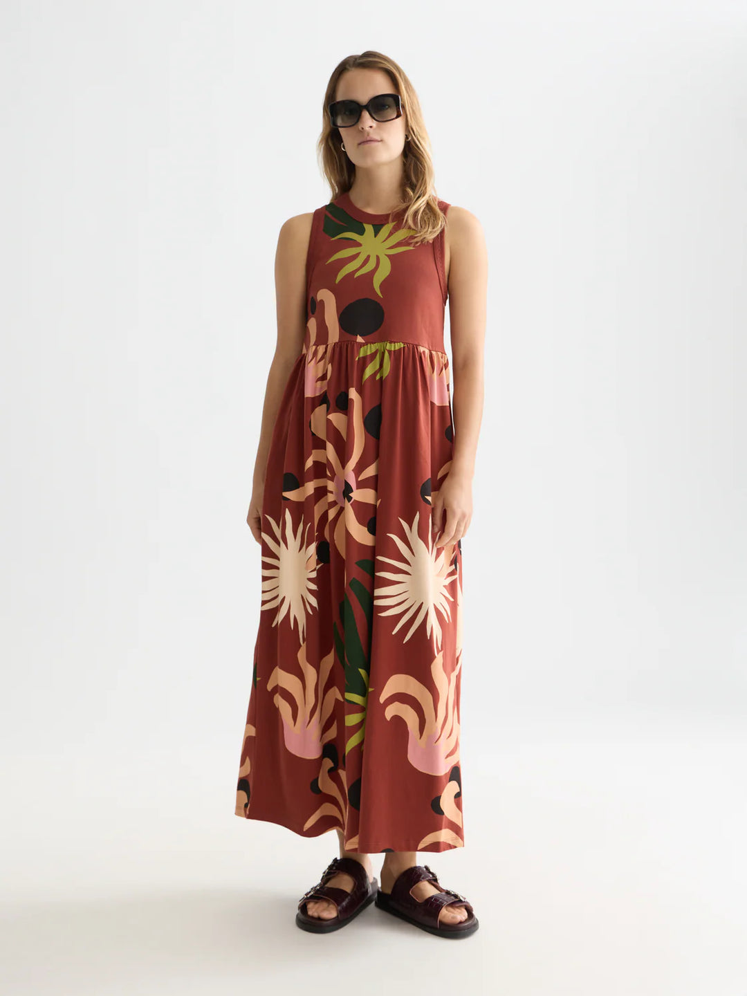 Printed Tank Midi Dress Desert Hawaiian Burnt Henna UFU01451T