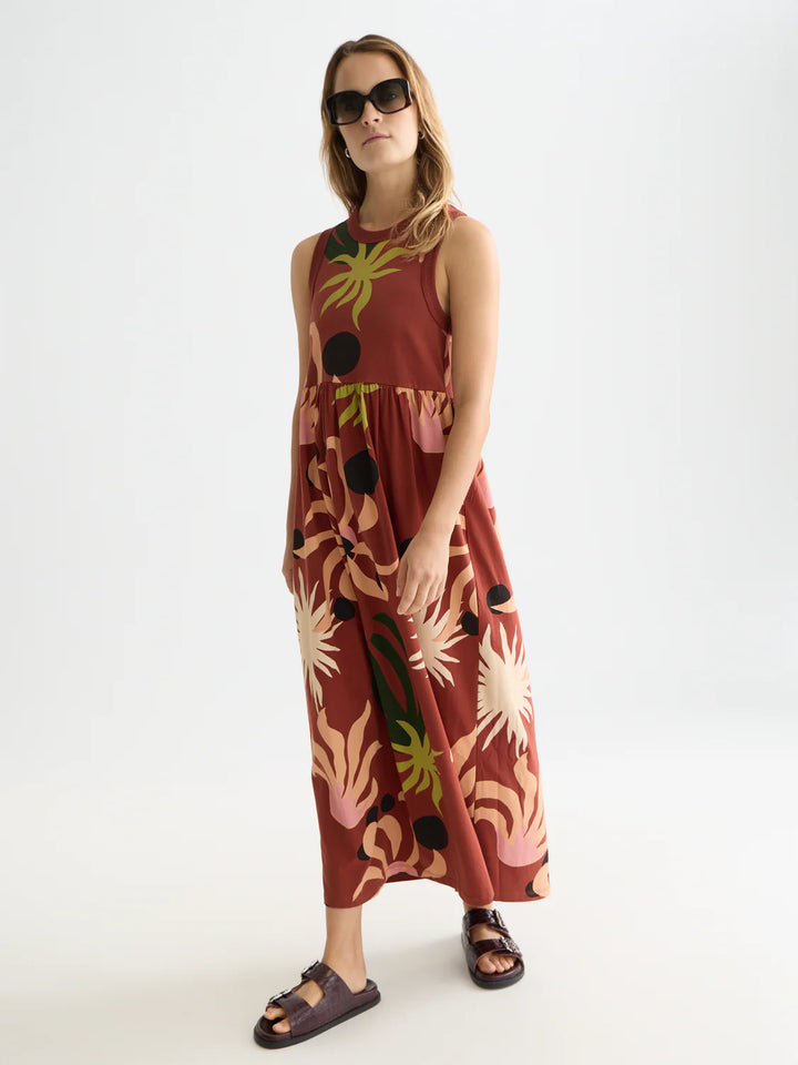Printed Tank Midi Dress Desert Hawaiian Burnt Henna UFU01451T