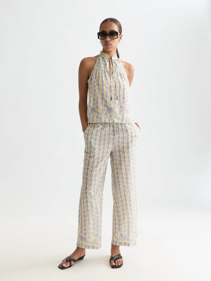 Gia All Over Printed Cotton Cactus Stripe Placed Raffia ulh01347t