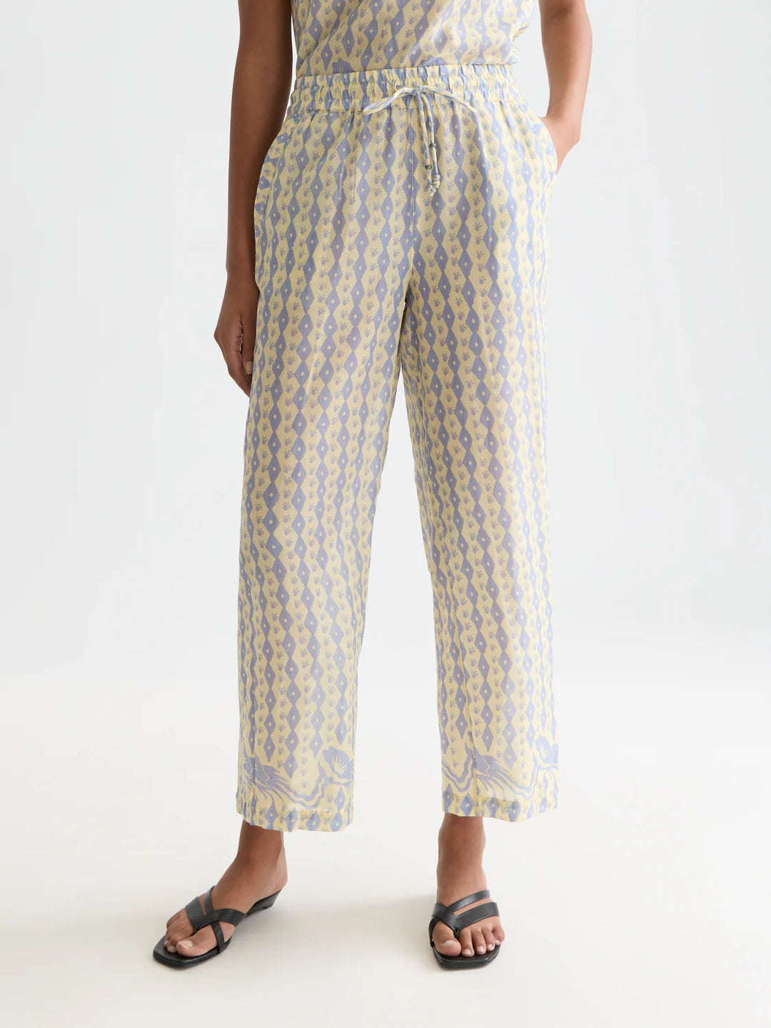 Gia All Over Printed Cotton Cactus Stripe Placed Raffia ulh01347t