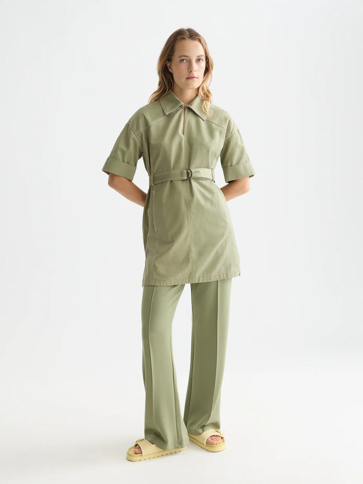 Tencel Pleated Sweatpants Oil Green