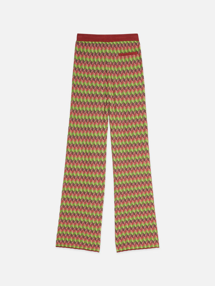 Chevron Knitted Trousers Burnt Henna ULH01411F