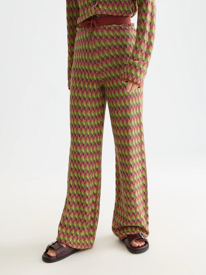 Chevron Knitted Trousers Burnt Henna ULH01411F