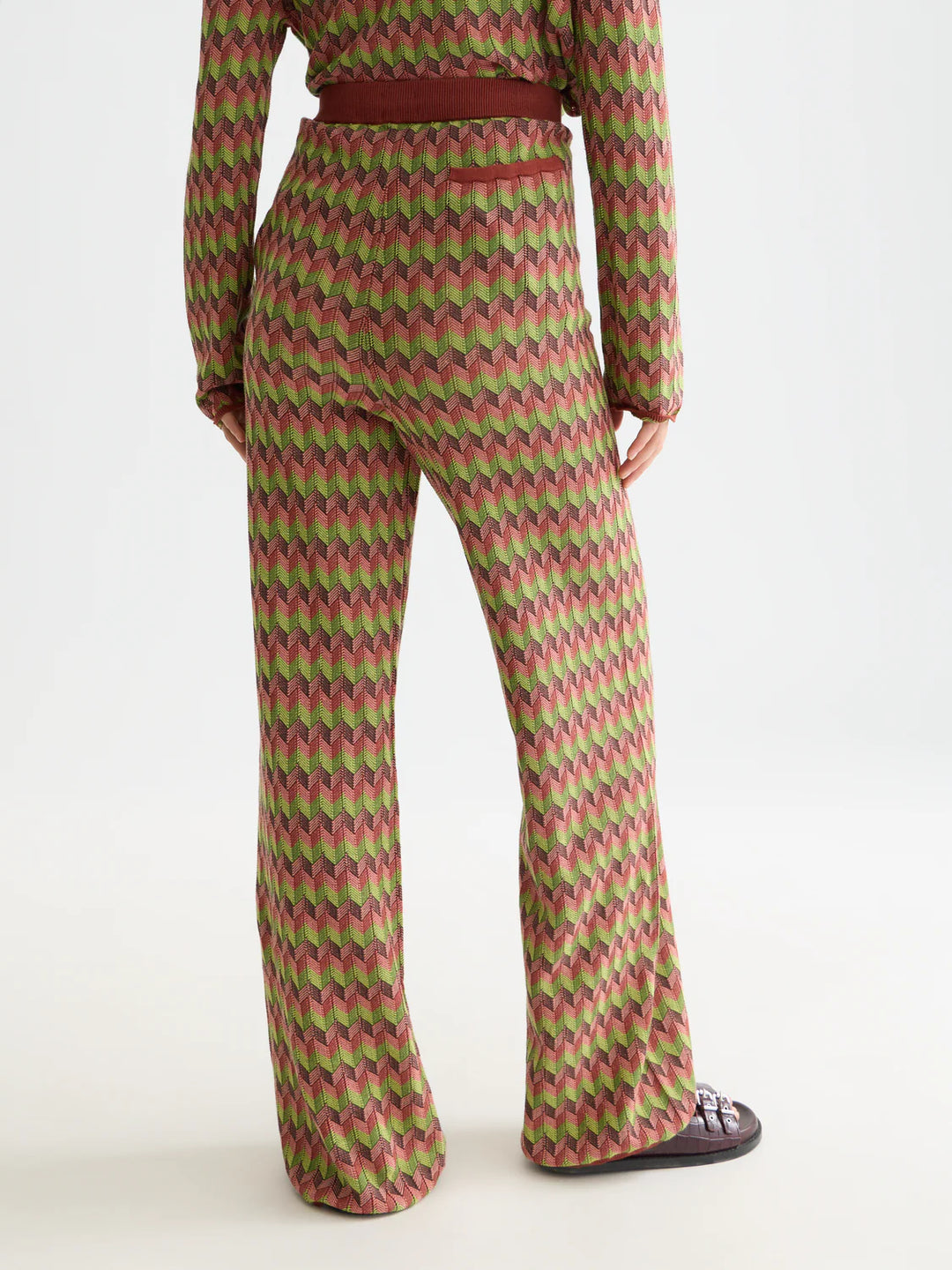 Chevron Knitted Trousers Burnt Henna ULH01411F
