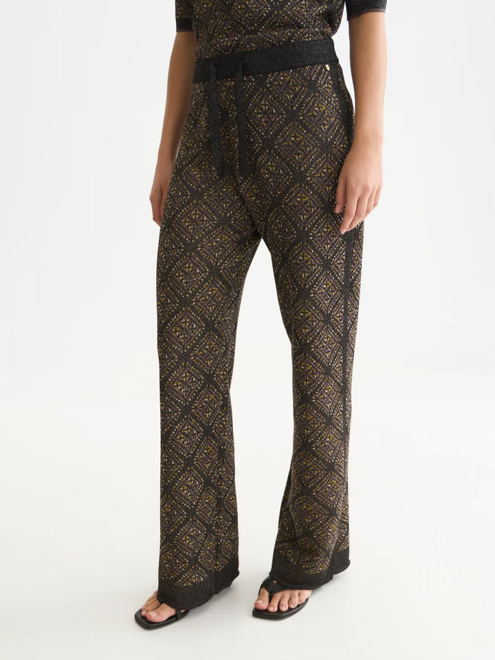 Jacquard Knitted Relaxed Fit Trousers - Meteorite