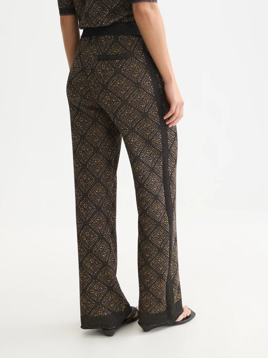 Jacquard Knitted Relaxed Fit Trousers - Meteorite
