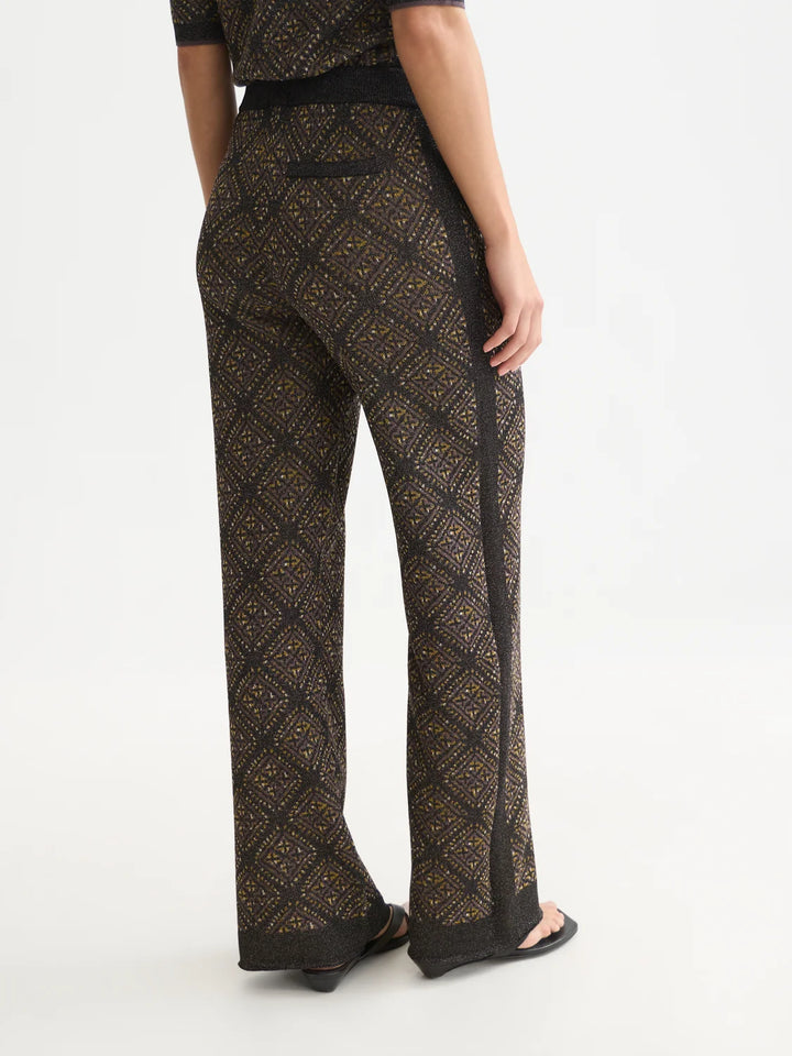 Jacquard Knitted Relaxed Fit Trousers - Meteorite