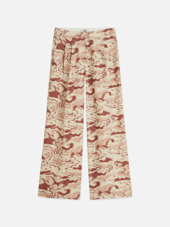Eleni - High-Rise Wide-Leg Printed Pant - Clouds Red