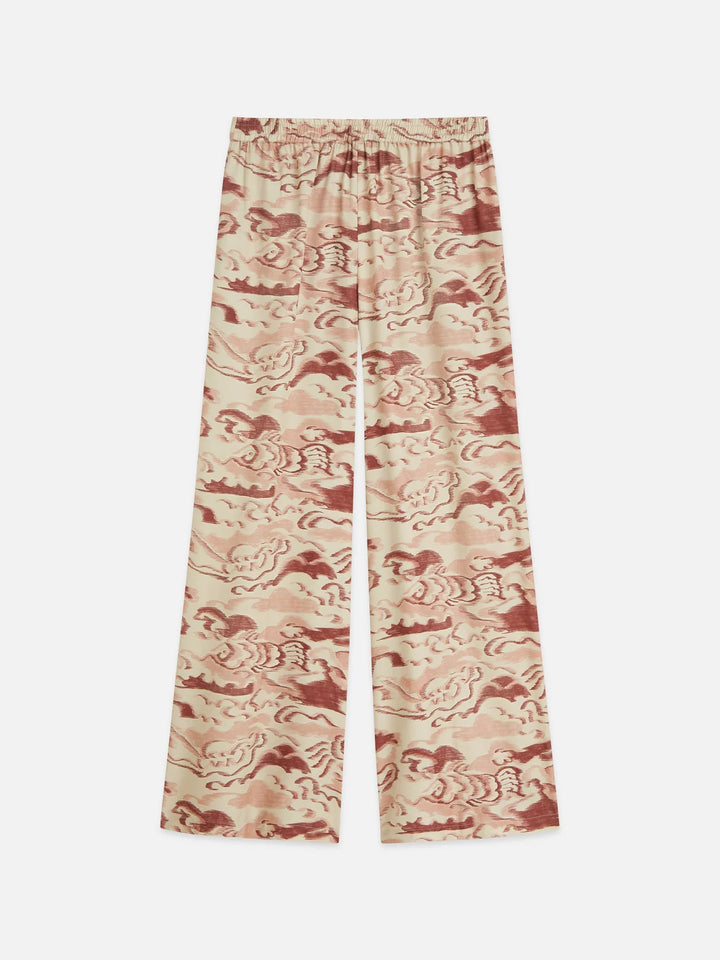 Eleni - High-Rise Wide-Leg Printed Pant - Clouds Red
