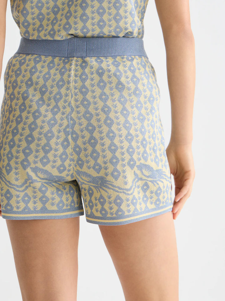 Jacquard Knitted Shorts Cactus Stripe Placed Raffia USJ01363N
