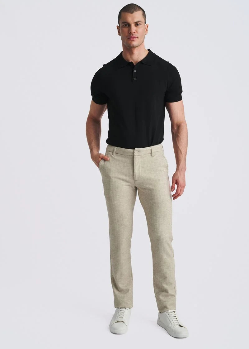 Wool-Look Stretch Knit Tailored Pants