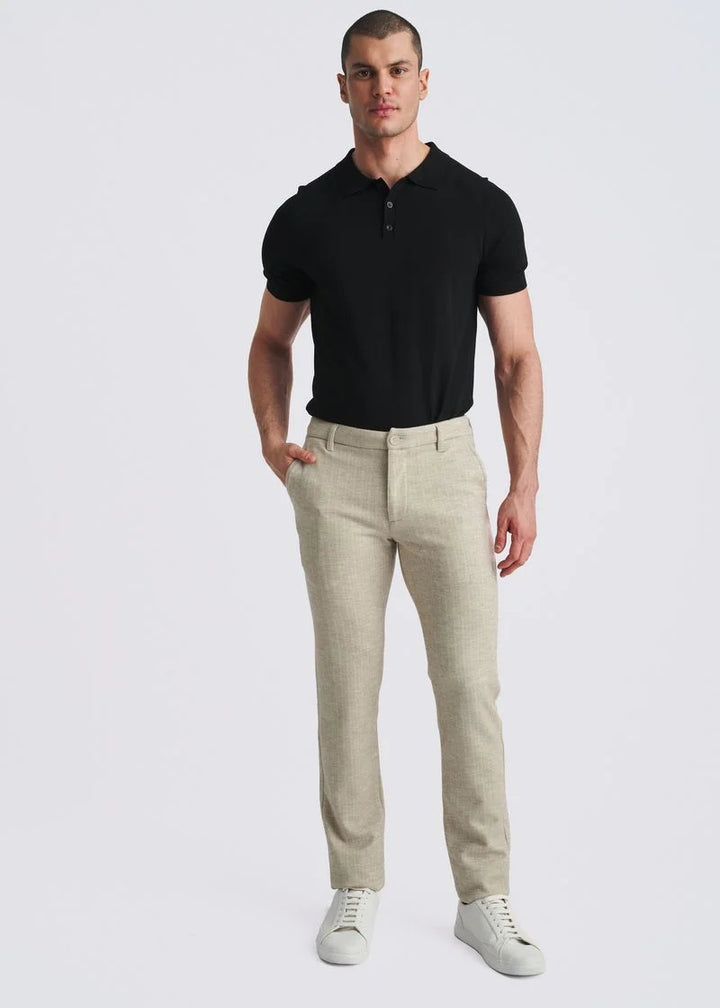 Wool-Look Stretch Knit Tailored Pants