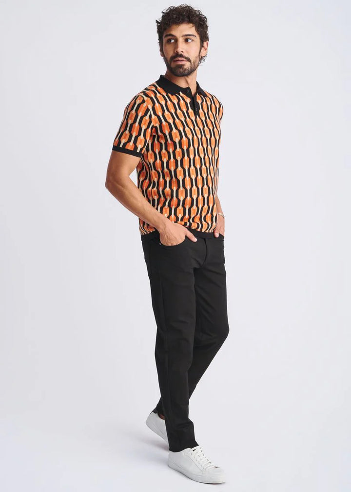 Retro Chains Jacquard Cotton 3-Button Knit Polo PM-16328