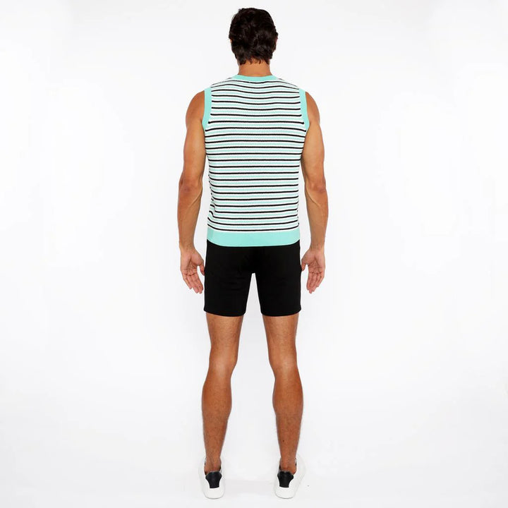 Bud/Midnight Stripe Open Knit Vest St-24302