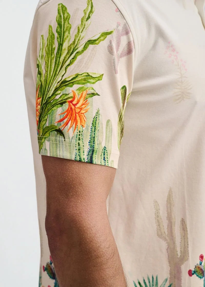 Sorbet/Green Cactus Border Print Jersey Short Sleeve Shirt
