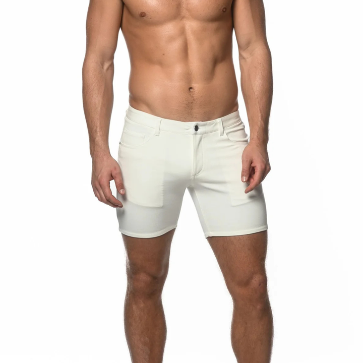 White 5" Inseam Stretch Knit Jeans Short St-1932