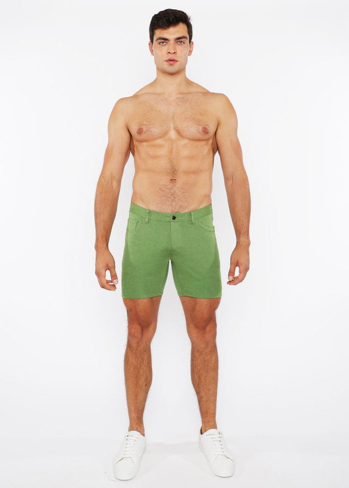 Pea Shoot 5" Inseam Solid Stretch Knit Jeans Shorts St-1932