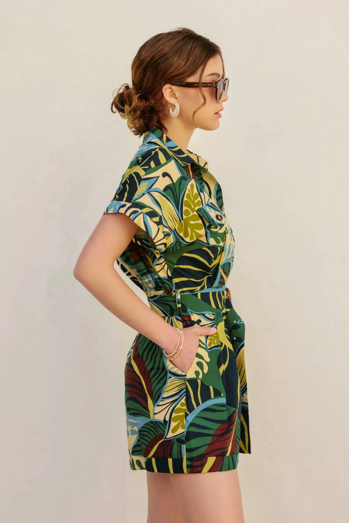 Beach House Rolled Short Sleeve Romper
