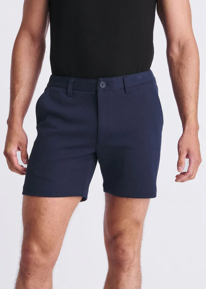 Navy 6" Inseam Textured Stretch Knit Chino Shorts PM-2542