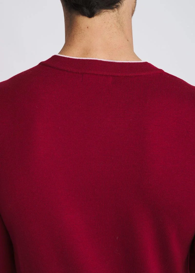 Contrast V-Neck Wool Blend Sweater