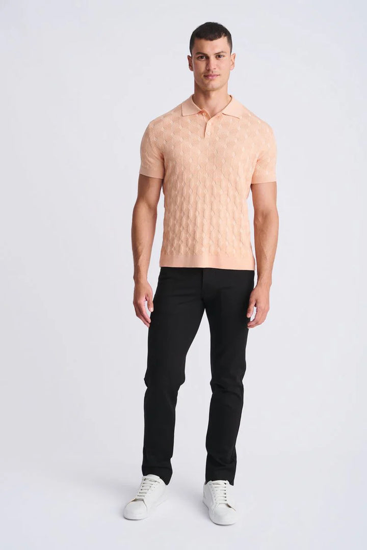 Sherbet Textured Silk/Tencel 3-Button Knit Polo PM-16319