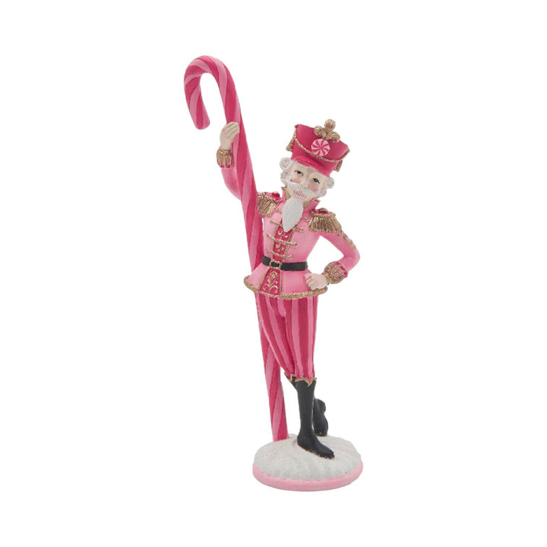 9in Pink Nutcracker w/Candy Cane