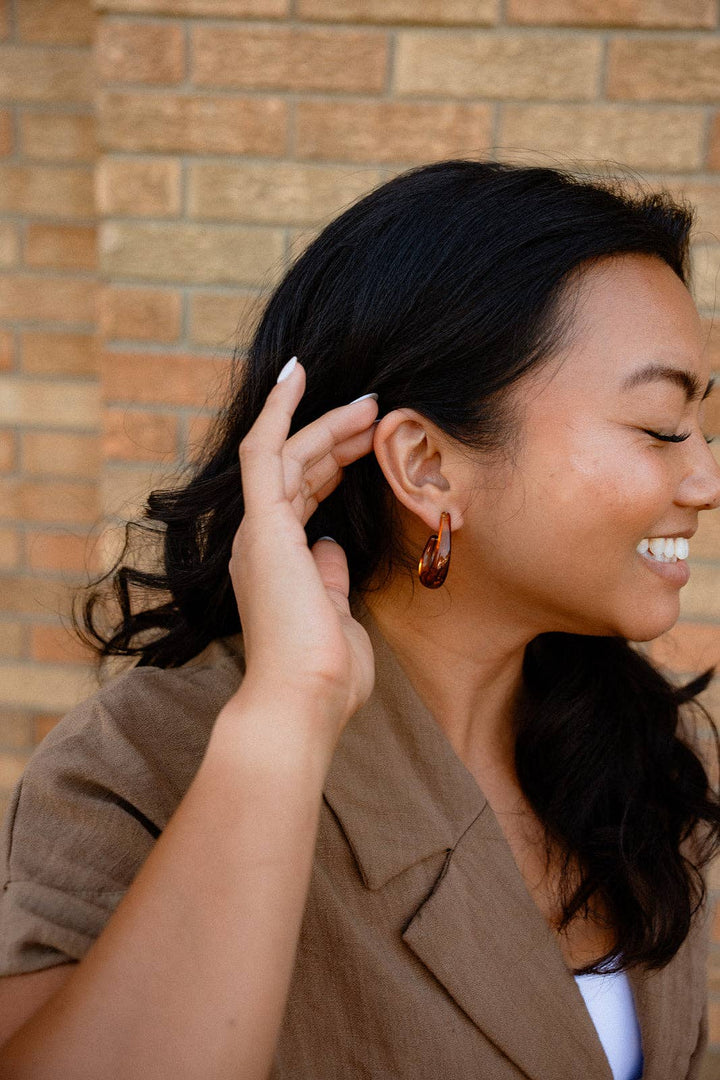 Julie Hoop Earrings - Amber