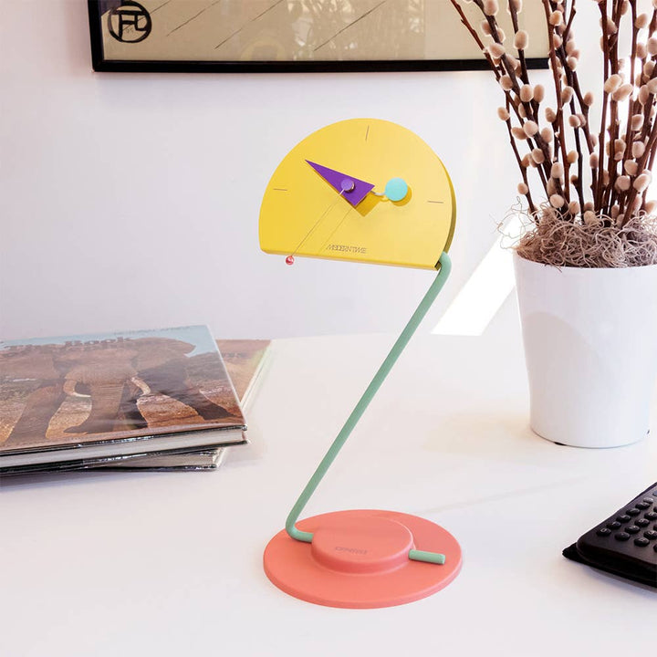 Peacock Desk Clock - Movable Height - Memphis Design