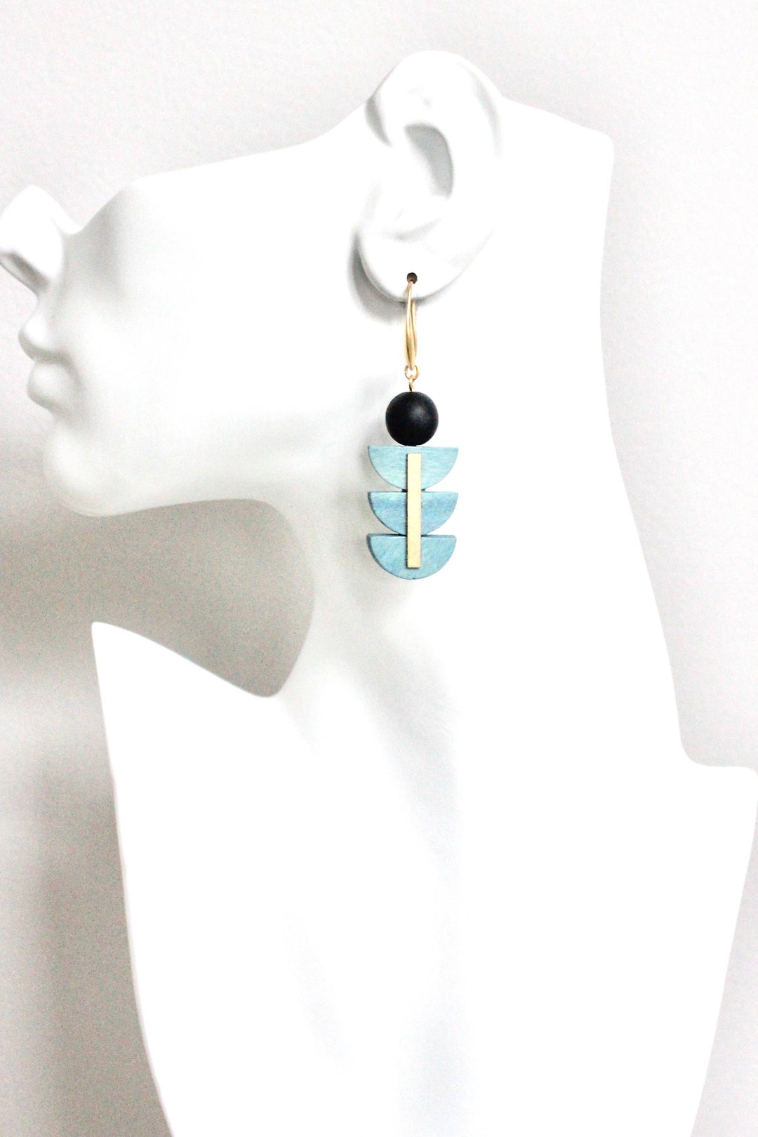 HYLE36 Geometric Artdeco painted wood earrings