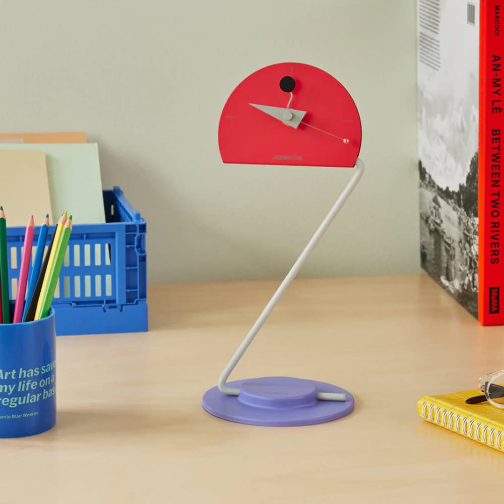 Peacock Desk Clock - Movable Height - Memphis Design