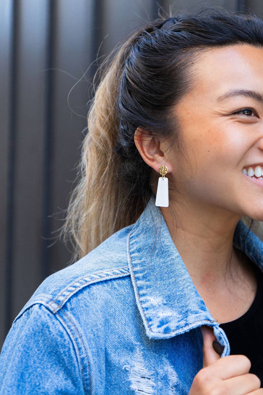 Mia Mini Earrings - White Glitter // Jewelry, Game Day
