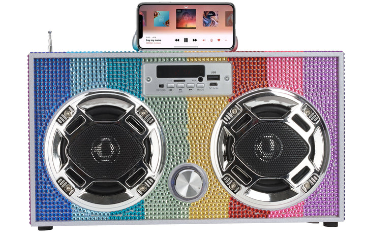 Rainbow Bling Wireless Boombox with FM Radio
